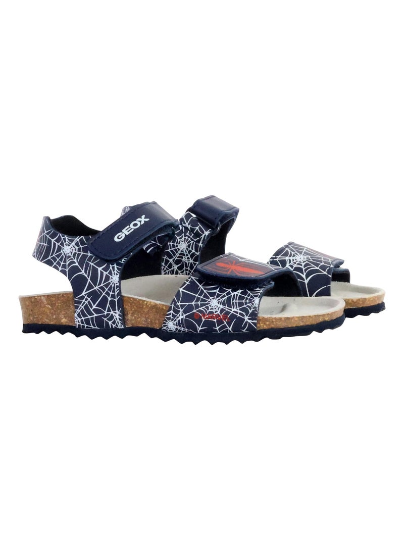 Sandale Plate Cuir Geox Ghita Print.Synth.Lea Bleu marine - Kiabi