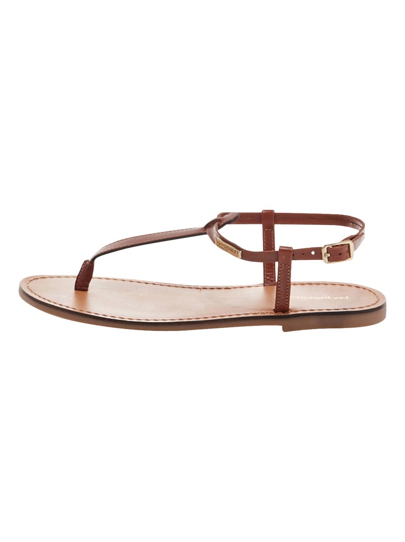 Sandale Plate Cuir Les Tropeziennes Harvil Marron - Kiabi