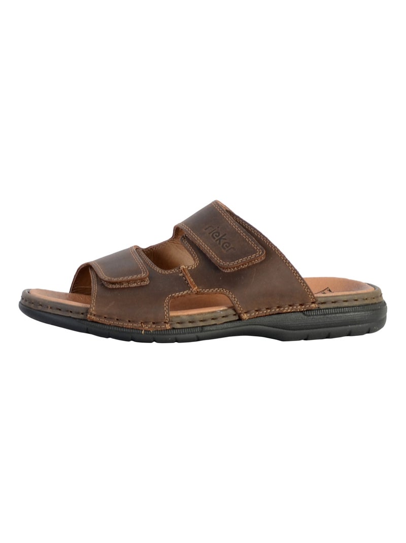 Sandale Plate Cuir Rieker Bridge Marron - Kiabi