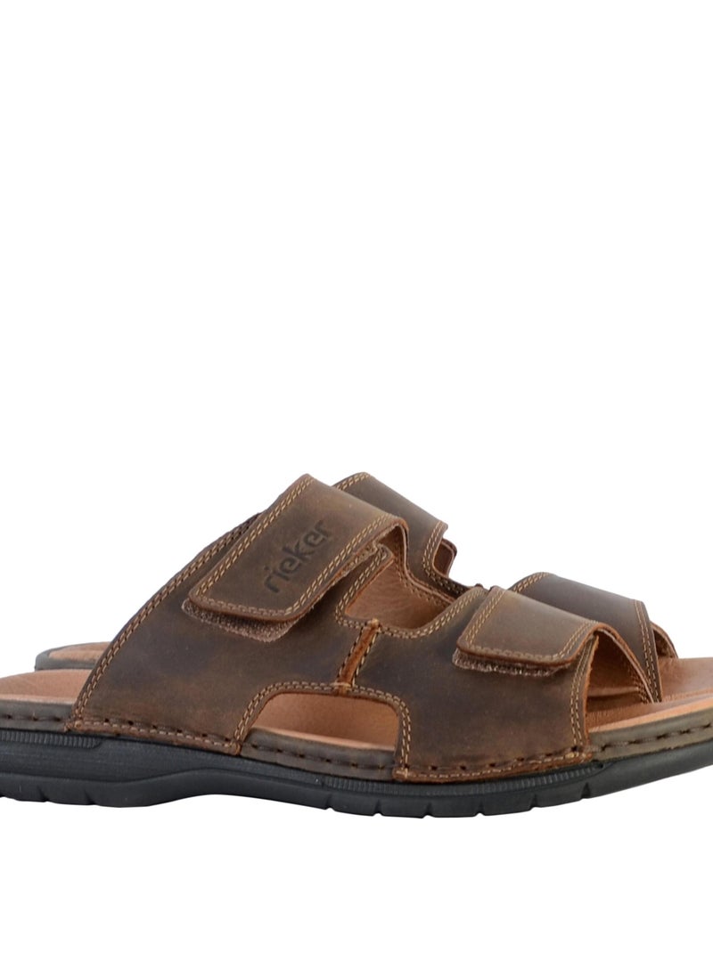 Sandale Plate Cuir Rieker Bridge Marron - Kiabi