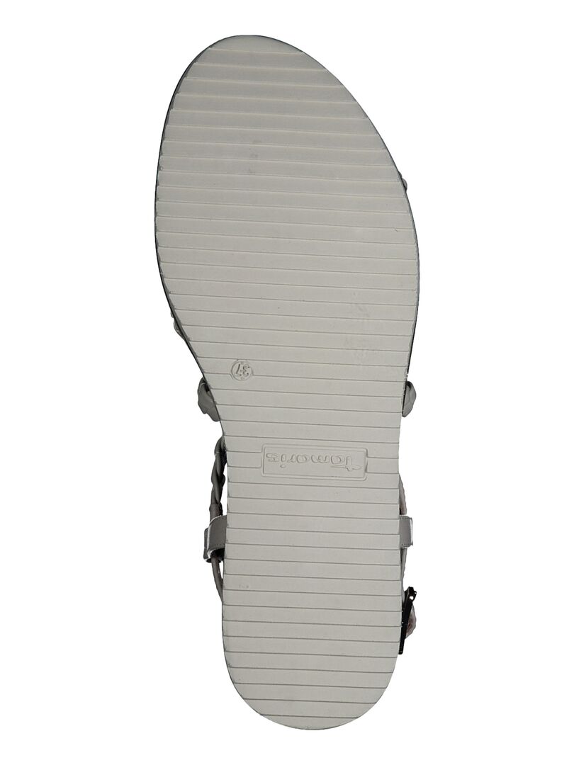 Sandale Plate Cuir Tamaris Beige - Kiabi
