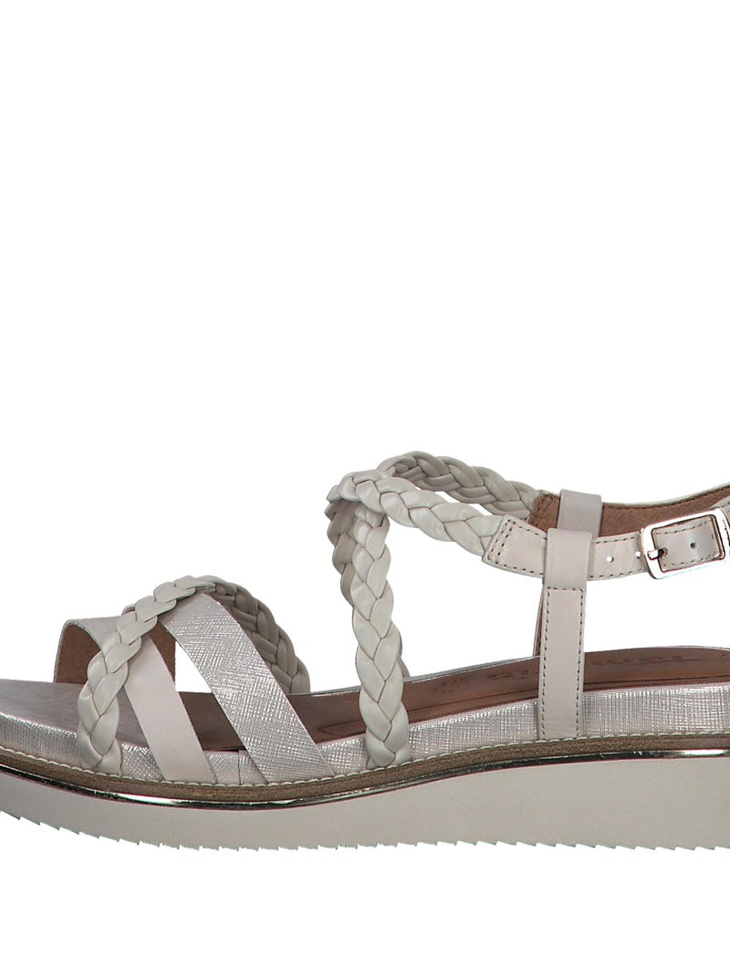 Sandale Plate Cuir Tamaris Beige - Kiabi
