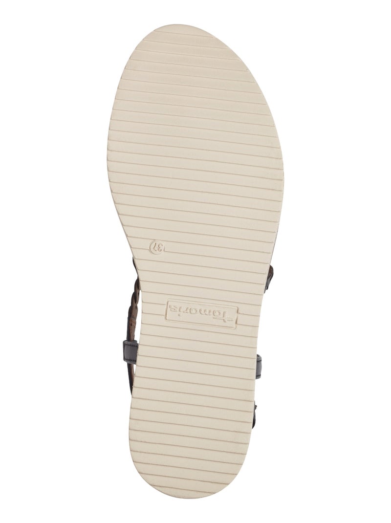 Sandale Plate Cuir Tamaris Bleu marine - Kiabi