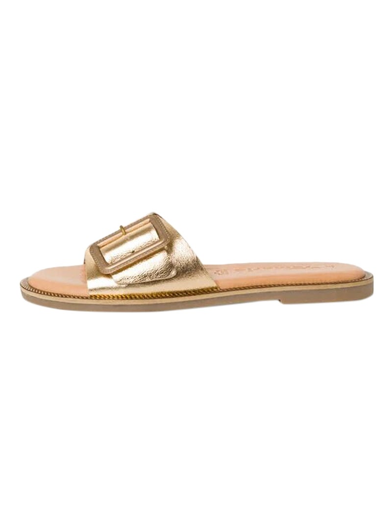 Sandale Plate Cuir Tamaris Doré/or - Kiabi