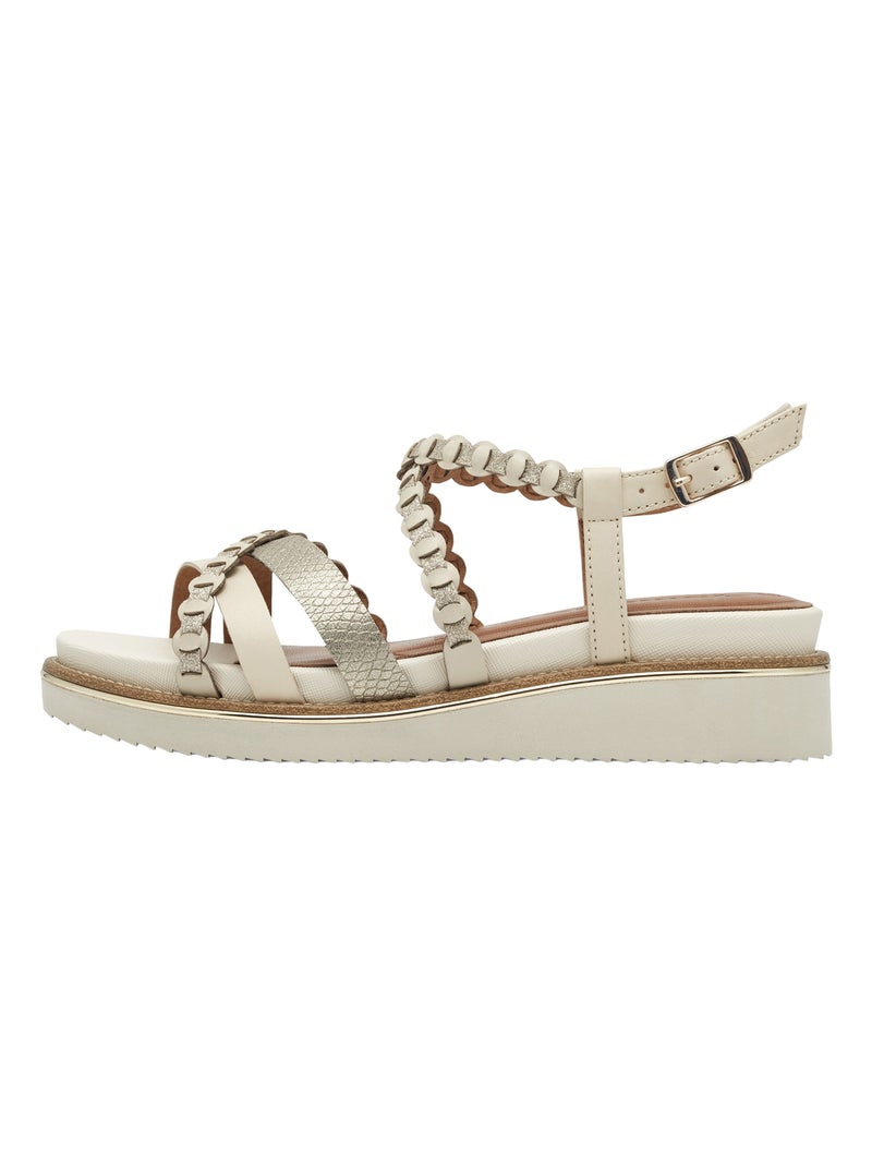 Sandale Plate Cuir Tamaris Ivoire - Kiabi