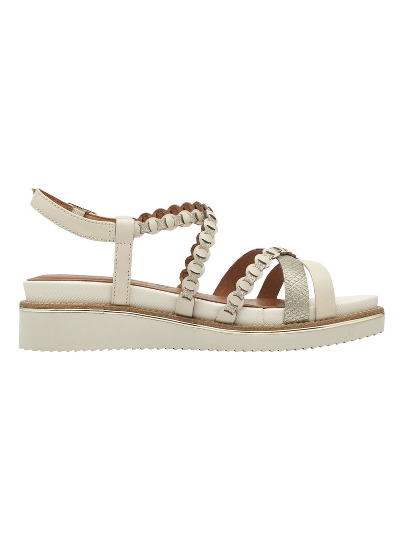 Sandale Plate Cuir Tamaris Ivoire - Kiabi