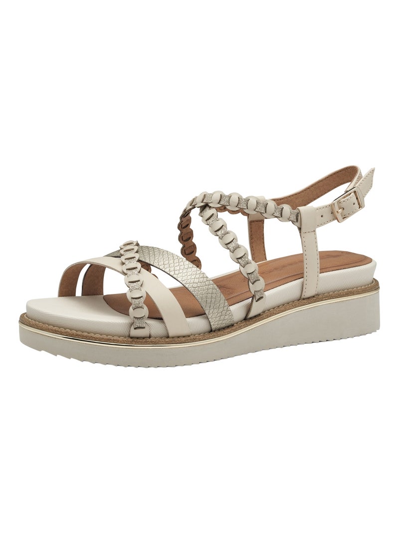 Sandale Plate Cuir Tamaris Ivoire - Kiabi
