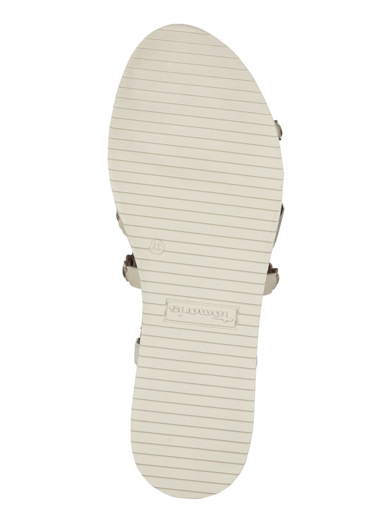 Sandale Plate Cuir Tamaris Ivoire - Kiabi