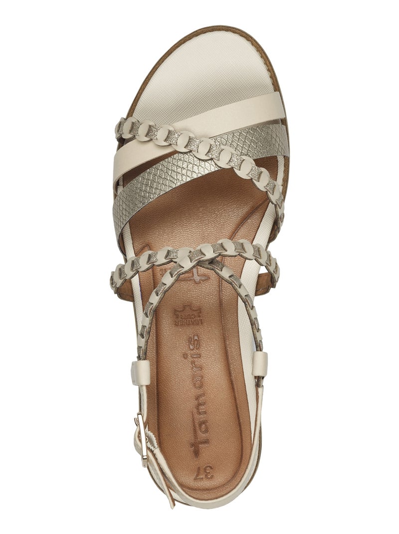 Sandale Plate Cuir Tamaris Ivoire - Kiabi