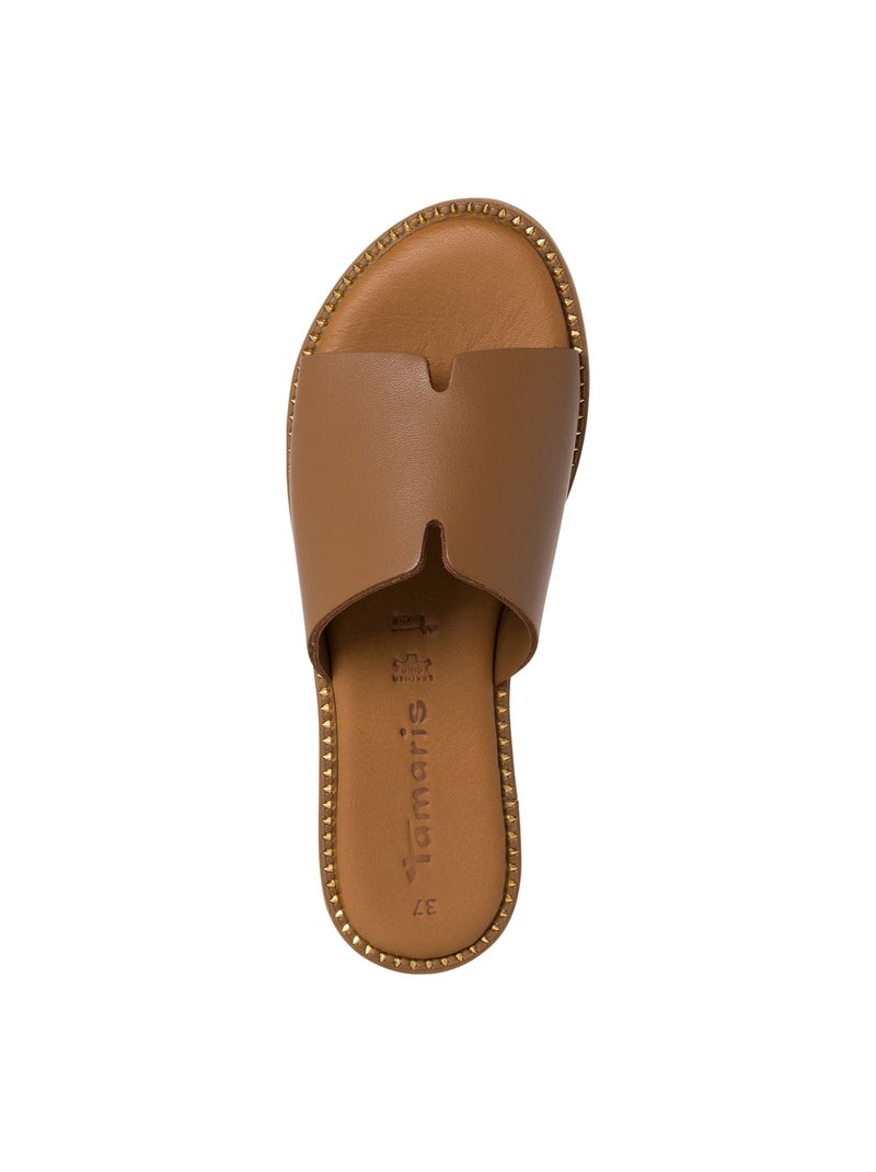 Sandale Plate Cuir Tamaris Marron - Kiabi