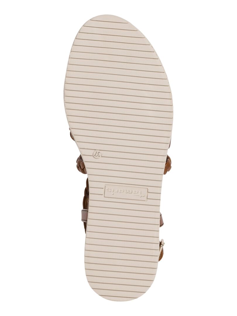 Sandale Plate Cuir Tamaris Marron - Kiabi