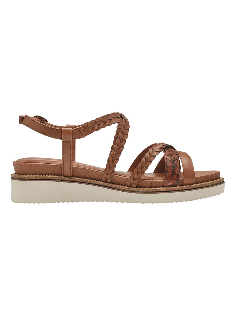 Sandale Plate Cuir Tamaris Marron clair - Kiabi