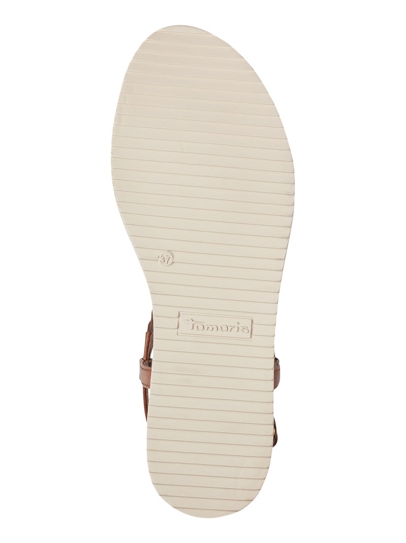Sandale Plate Cuir Tamaris Marron clair - Kiabi