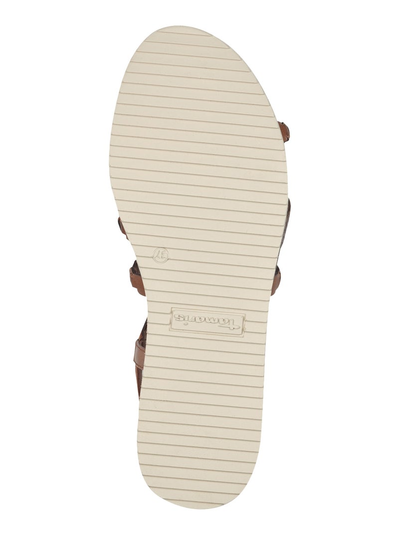 Sandale Plate Cuir Tamaris Marron - Kiabi