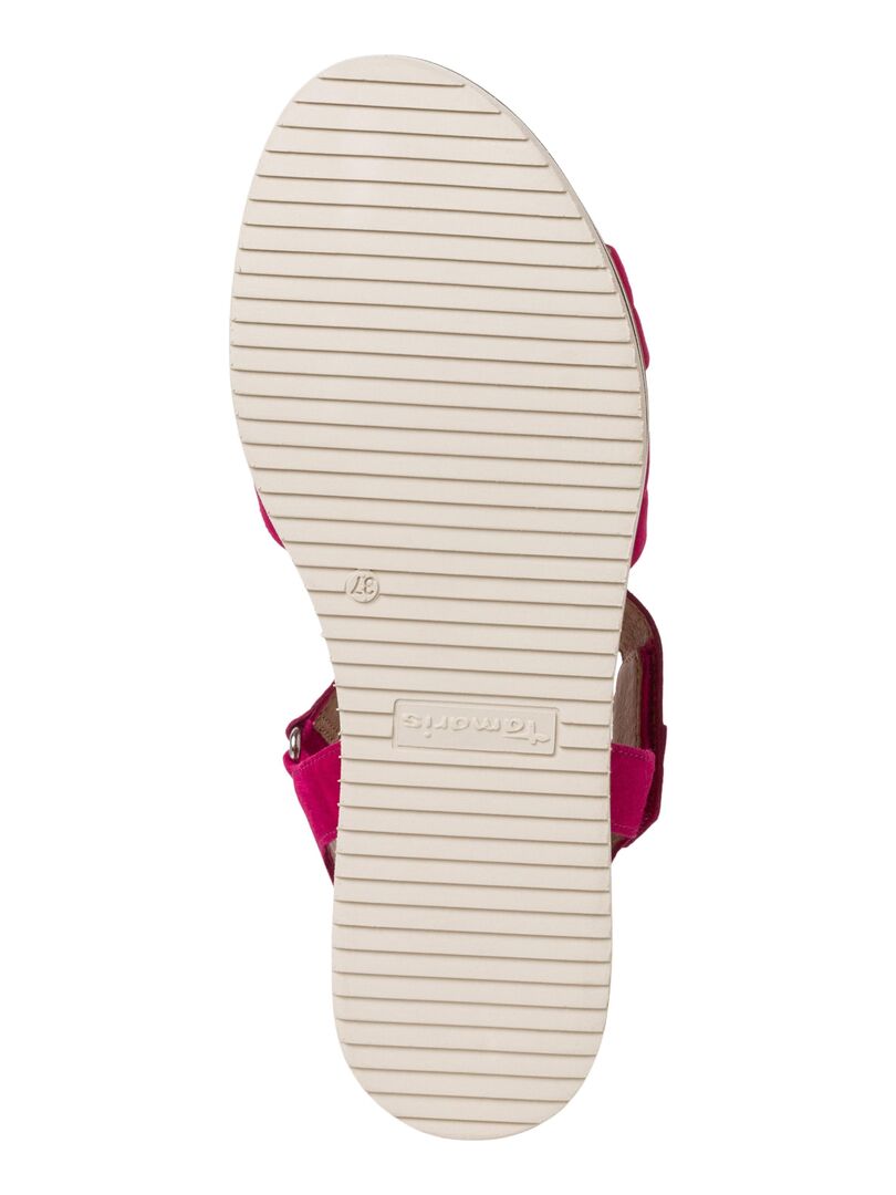 Sandale Plate Cuir Tamaris Rose - Kiabi
