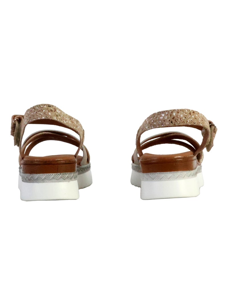 Sandale Plate Cuir TDF Alénoa Blanc nacré - Kiabi