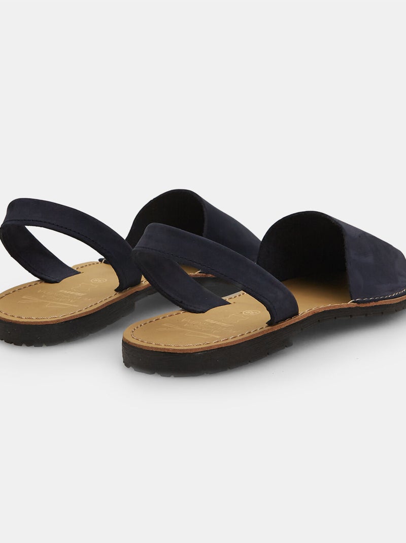 Sandale plate en cuir Bleu - Kiabi