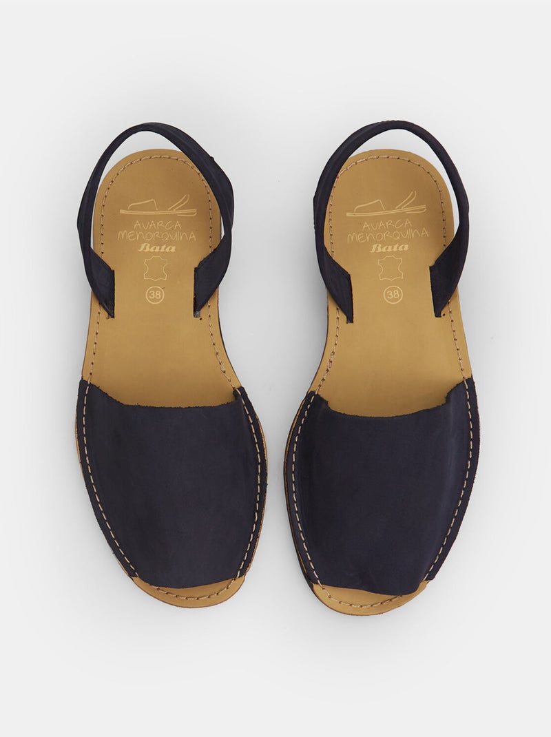 Sandale plate en cuir Bleu - Kiabi