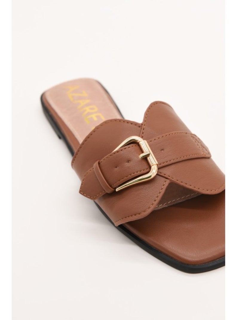 Sandale Plate Matériau Synthétique Montevita Camel - Kiabi