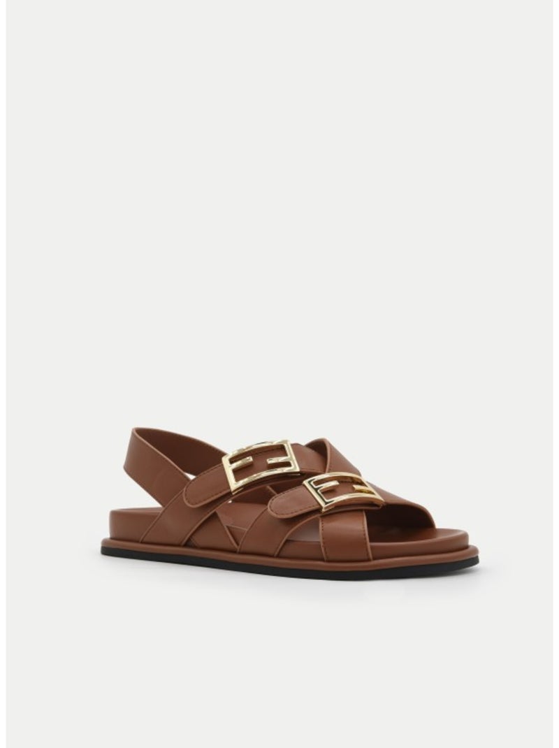 Sandale Plate Matériau Synthétique Montevita Camel - Kiabi