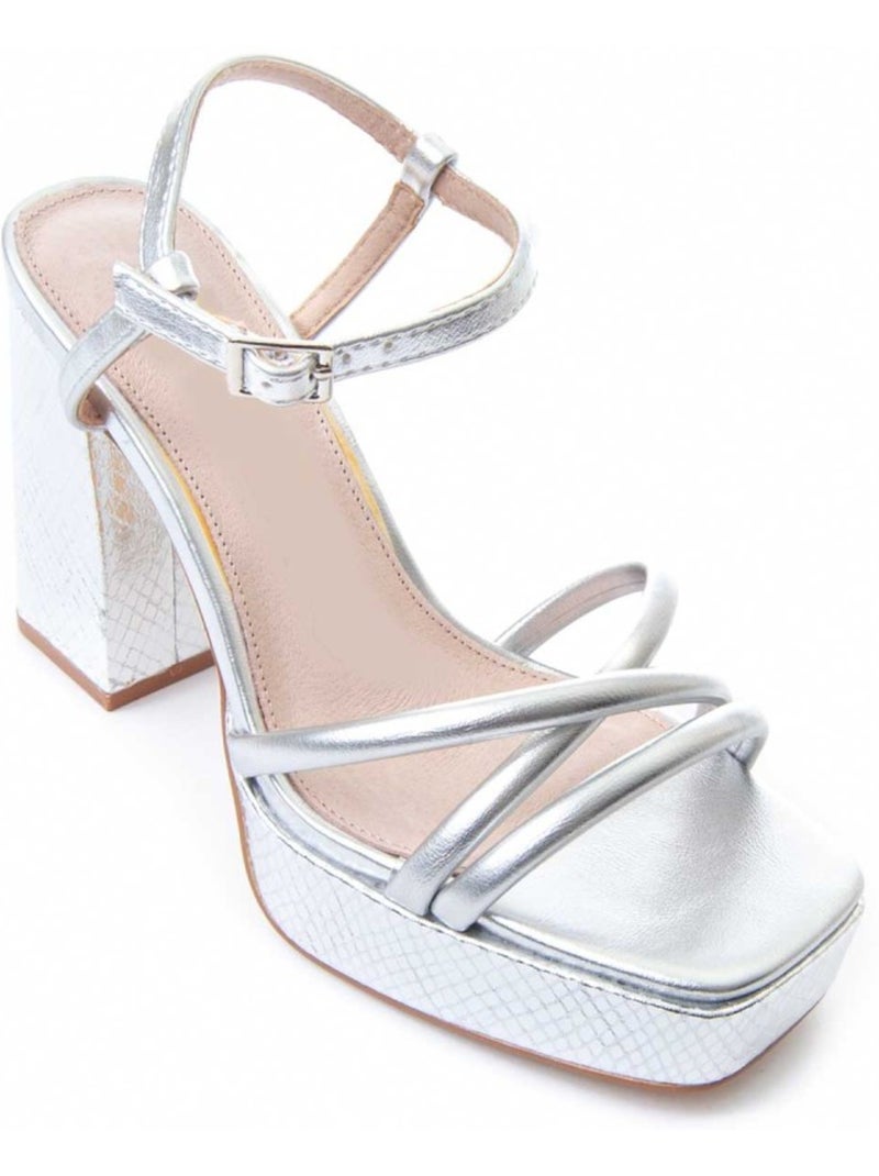Sandale ? Talons Mat?riel Synth?tique Montevita Argent - Kiabi