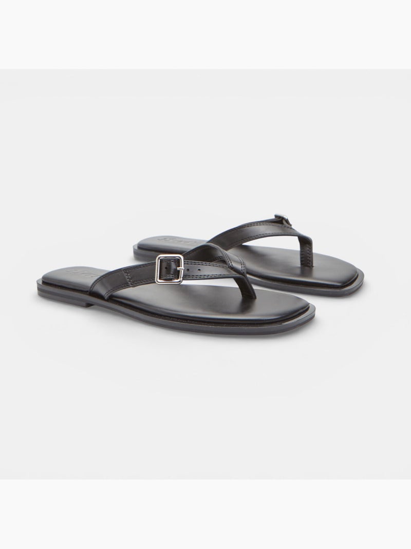 Sandale tongs plate Bata Noir - Kiabi