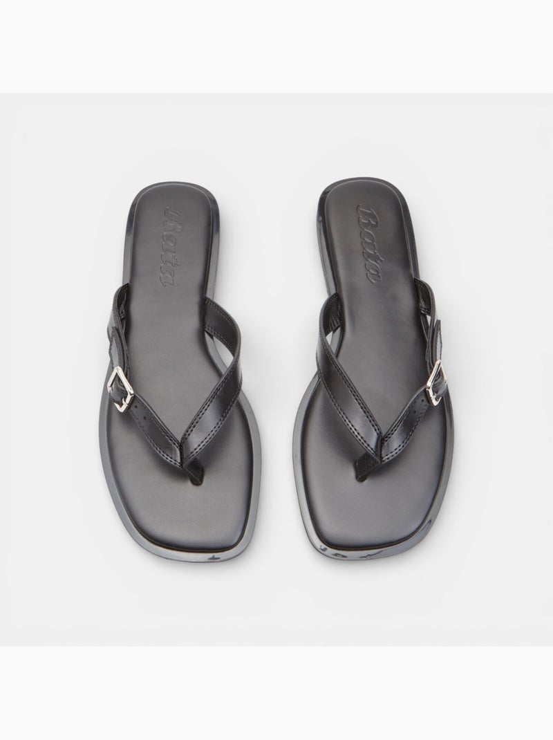 Sandale tongs plate Bata Noir - Kiabi