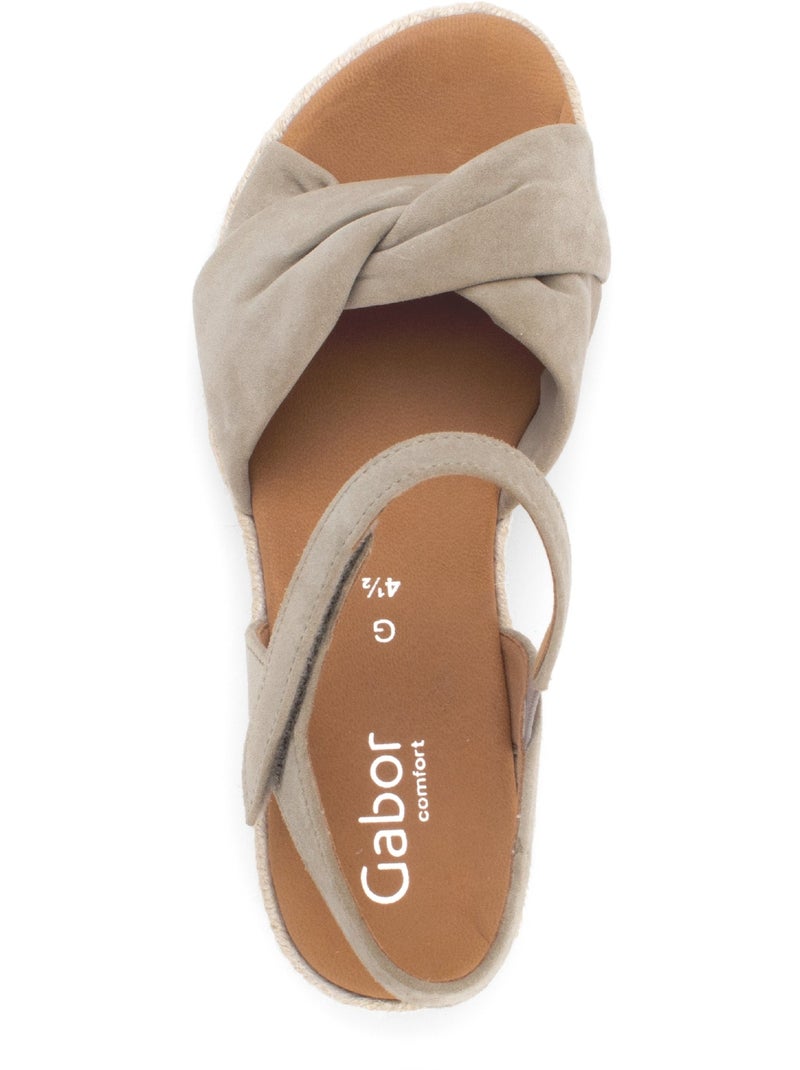 Sandales - en cuir velours Beige/Vert - Kiabi