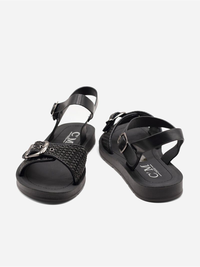 Sandales à boucle Noir - Kiabi