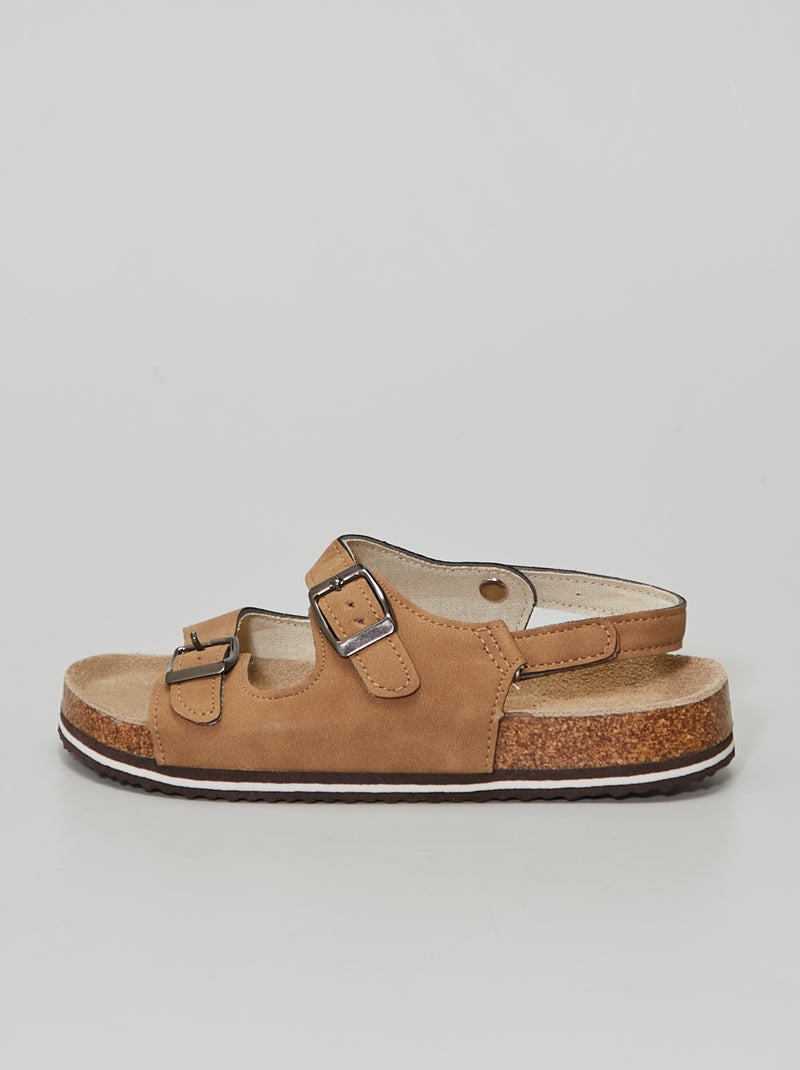 Sandales à boucles en simili camel - Kiabi