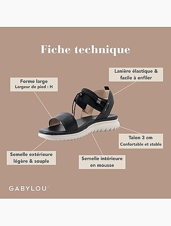 Sandales à bout large ajustables, modèle H - Lou