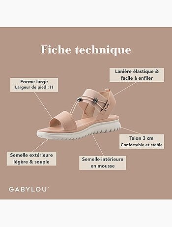 Sandales à bout large ajustables, modèle H - Lou