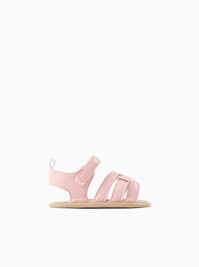 Sandales à bout ouvert et brides croisées Rose clair - Kiabi