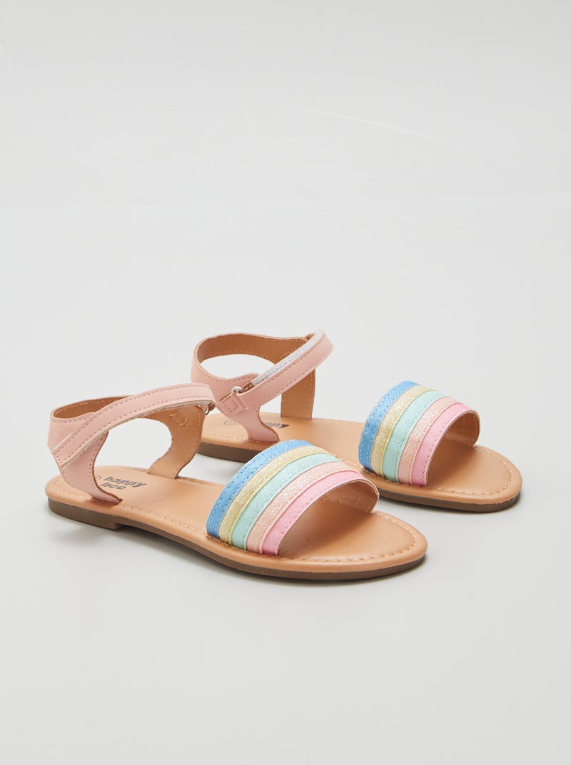Sandales à bride arc-en-ciel Rose - Kiabi