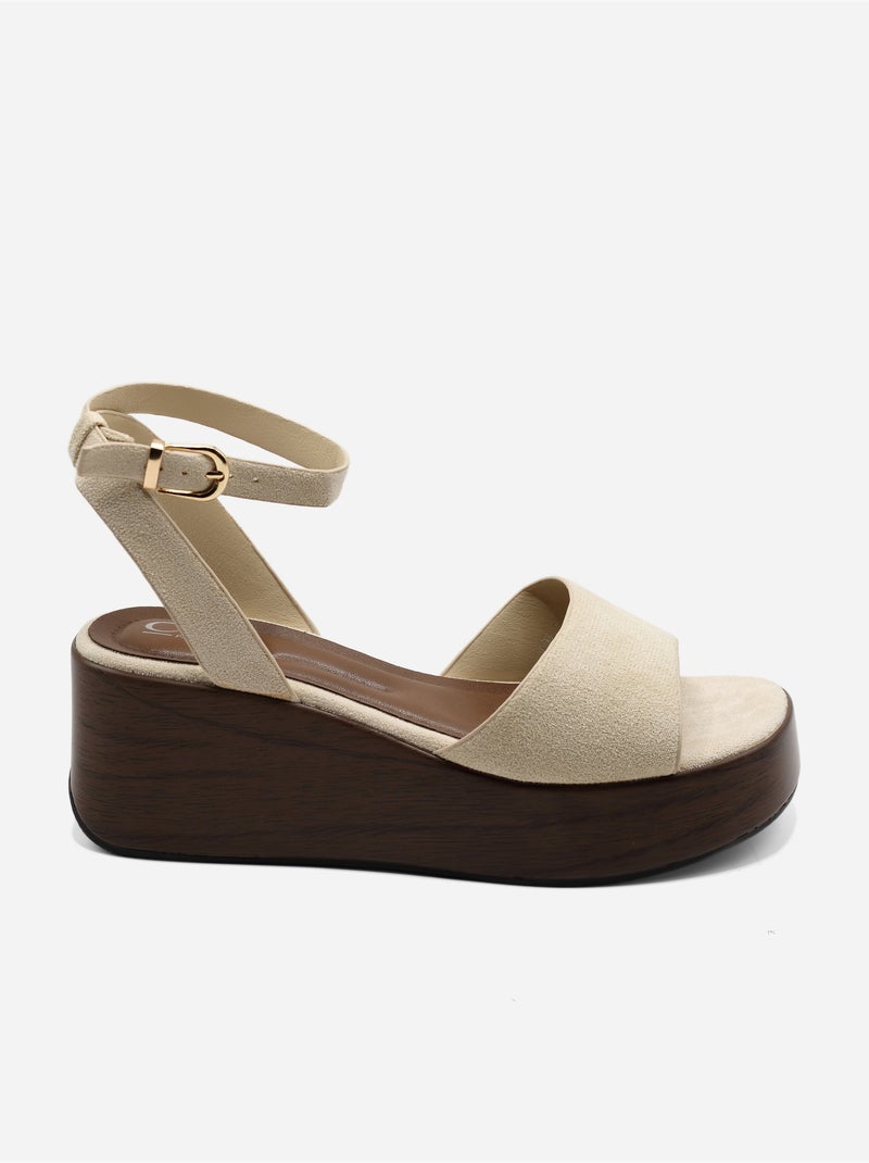 Sandales à bride et ardillon - C M Beige - Kiabi