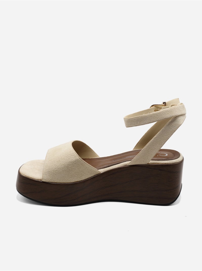 Sandales à bride et ardillon - C M Beige - Kiabi