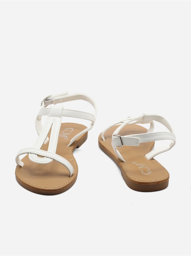 Sandales à bride et ardillon - C M Blanc - Kiabi