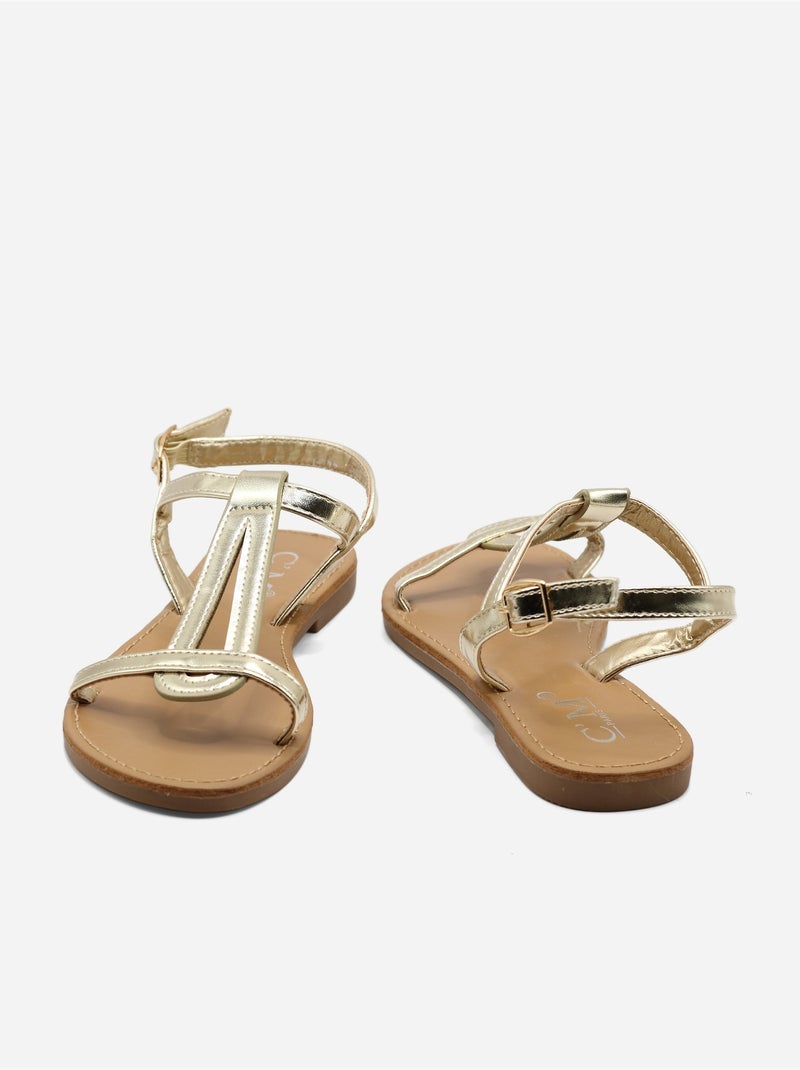 Sandales à bride et ardillon - C M Doré/or - Kiabi