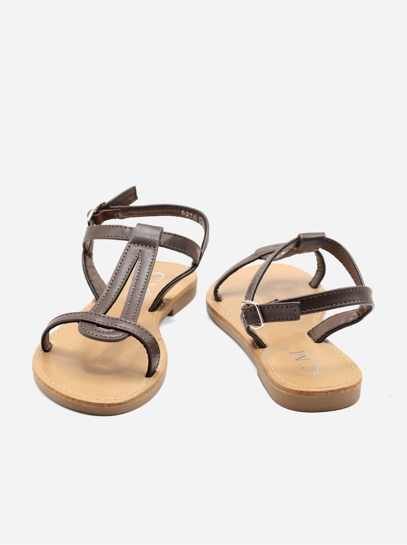 Sandales à bride et ardillon - C M Marron - Kiabi