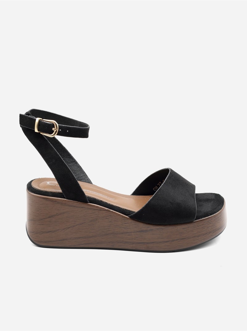 Sandales à bride et ardillon - C M Noir - Kiabi