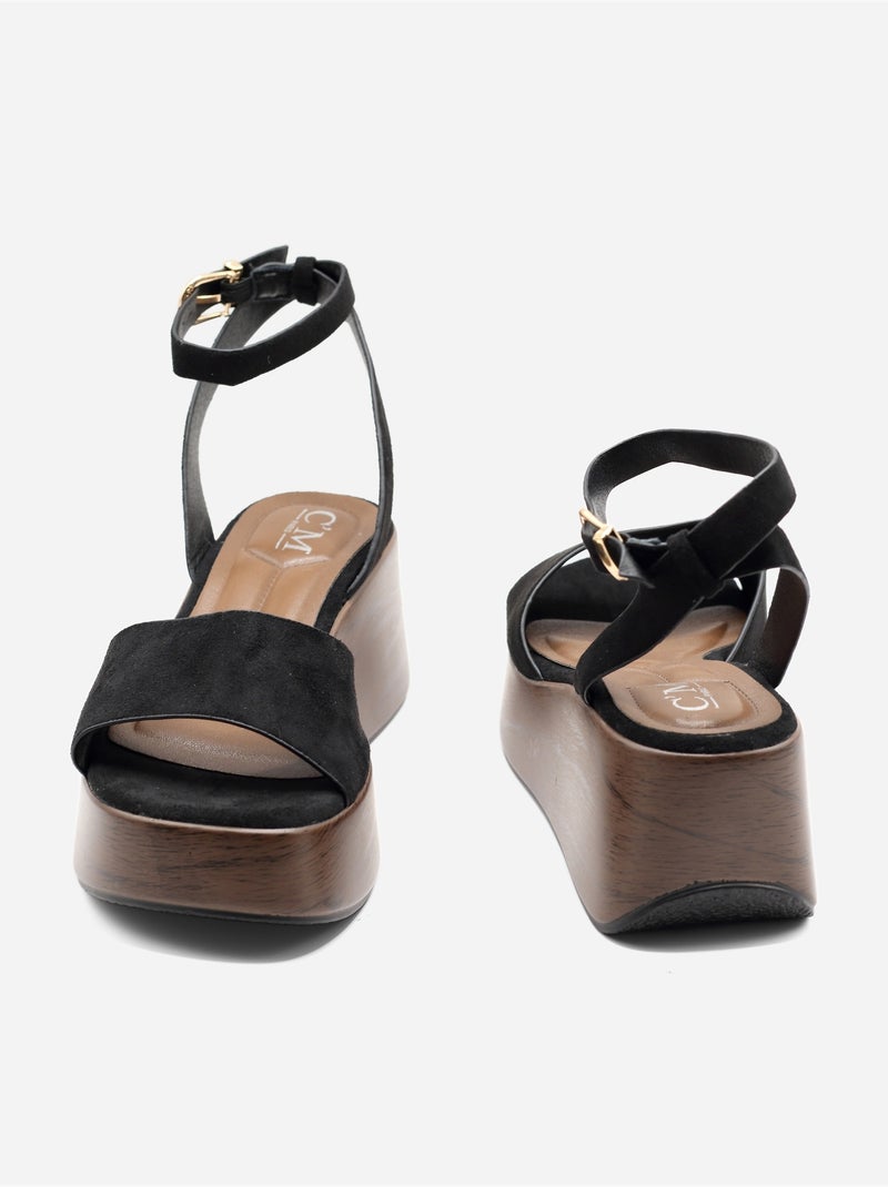 Sandales à bride et ardillon - C M Noir - Kiabi