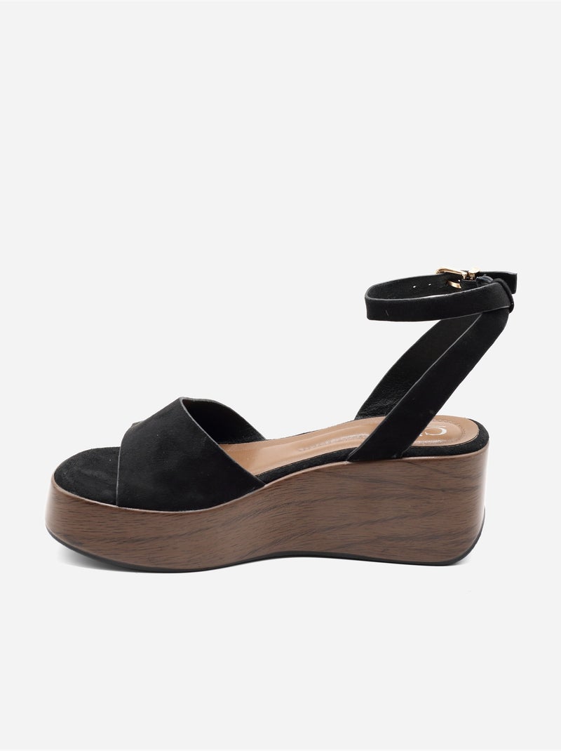 Sandales à bride et ardillon - C M Noir - Kiabi