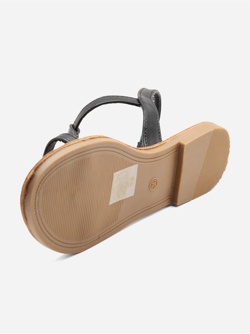 Sandales à bride et ardillon - C M Noir - Kiabi