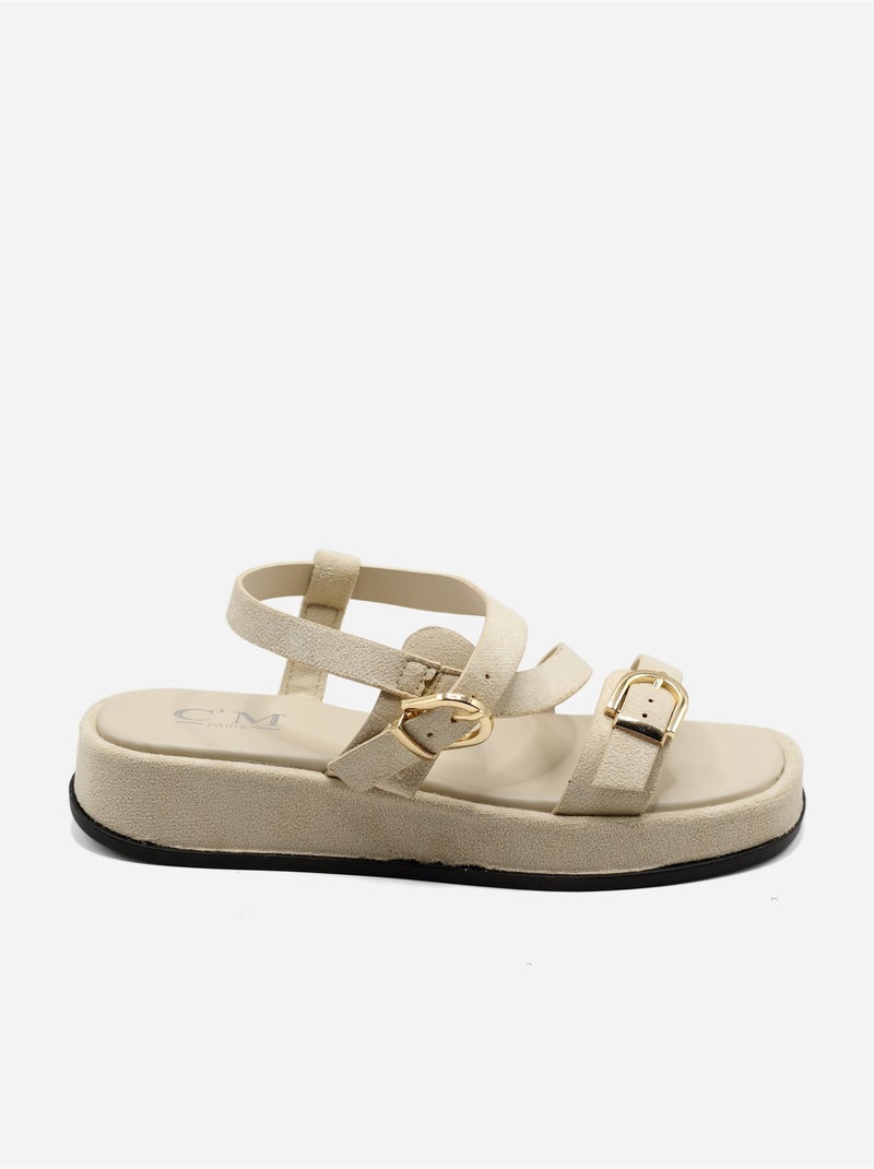 Sandales à bride et ardillon Beige - Kiabi