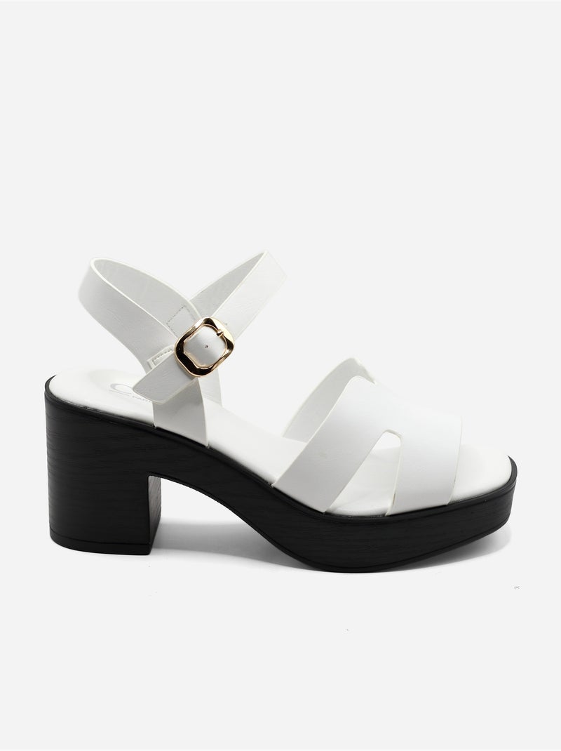 Sandales à bride et ardillon Blanc - Kiabi