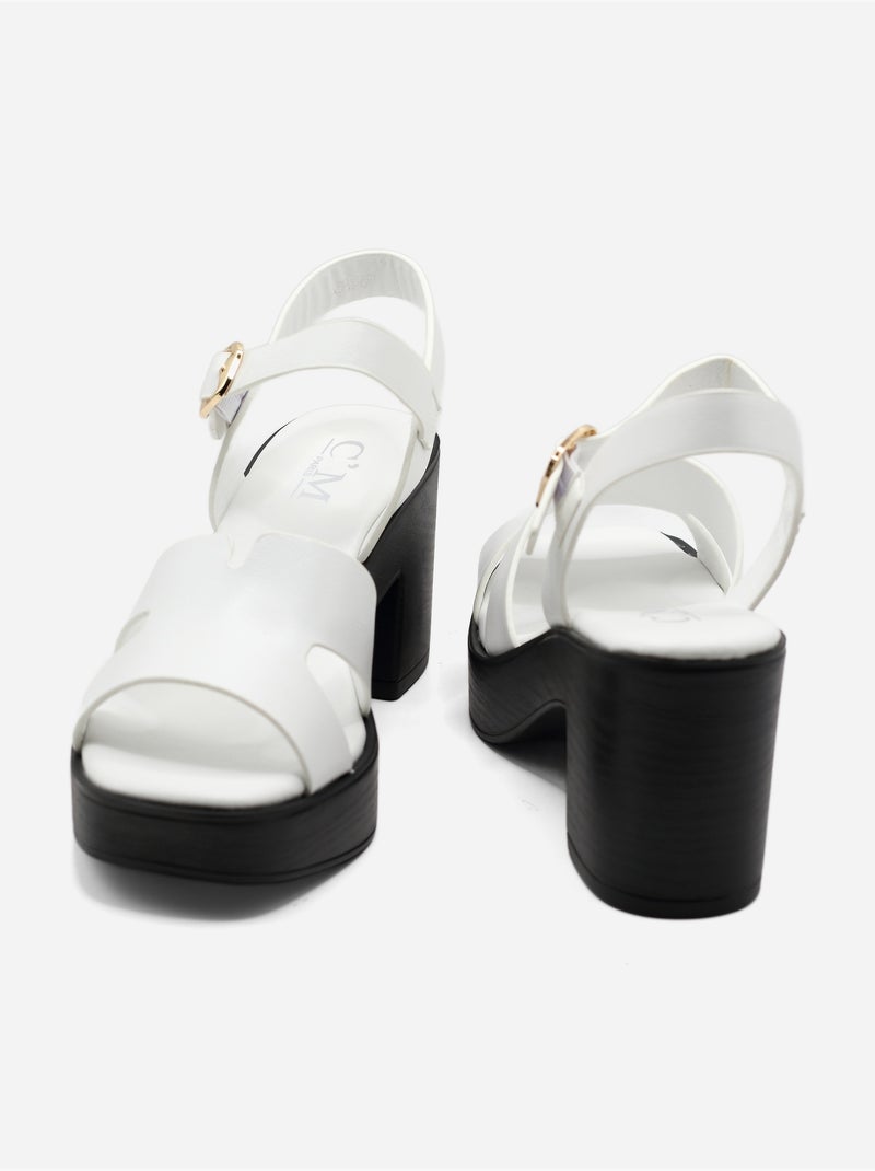 Sandales à bride et ardillon Blanc - Kiabi