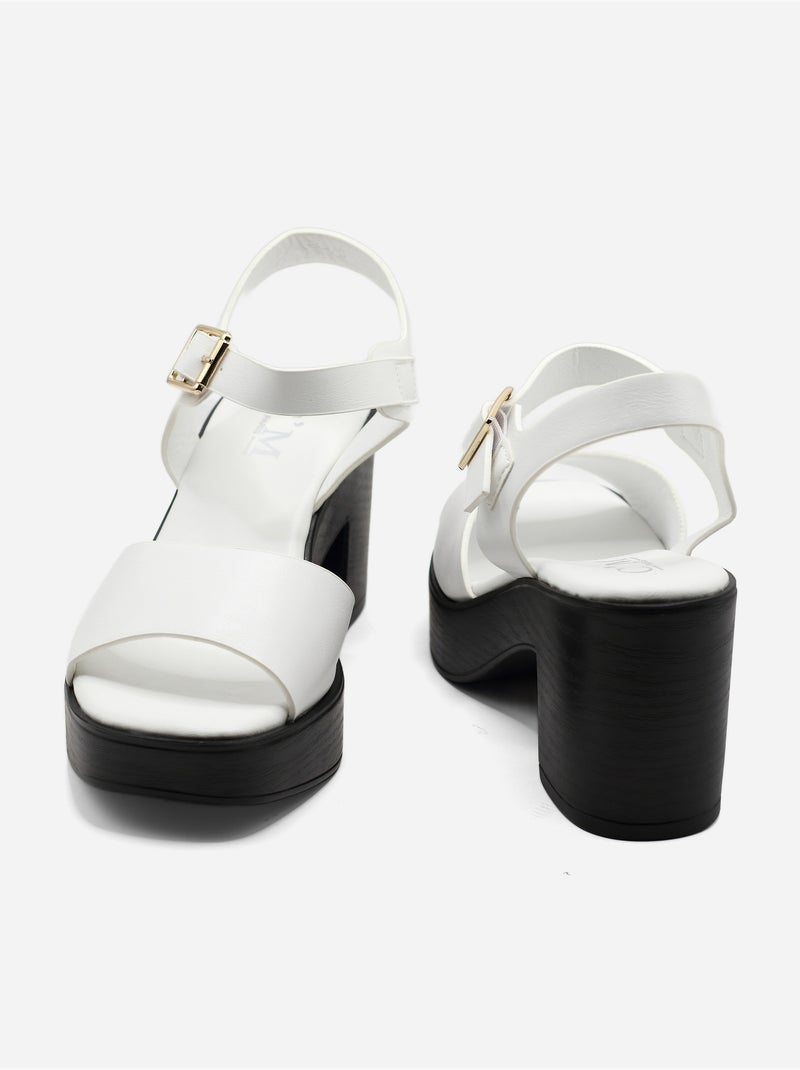 Sandales à bride et ardillon Blanc - Kiabi