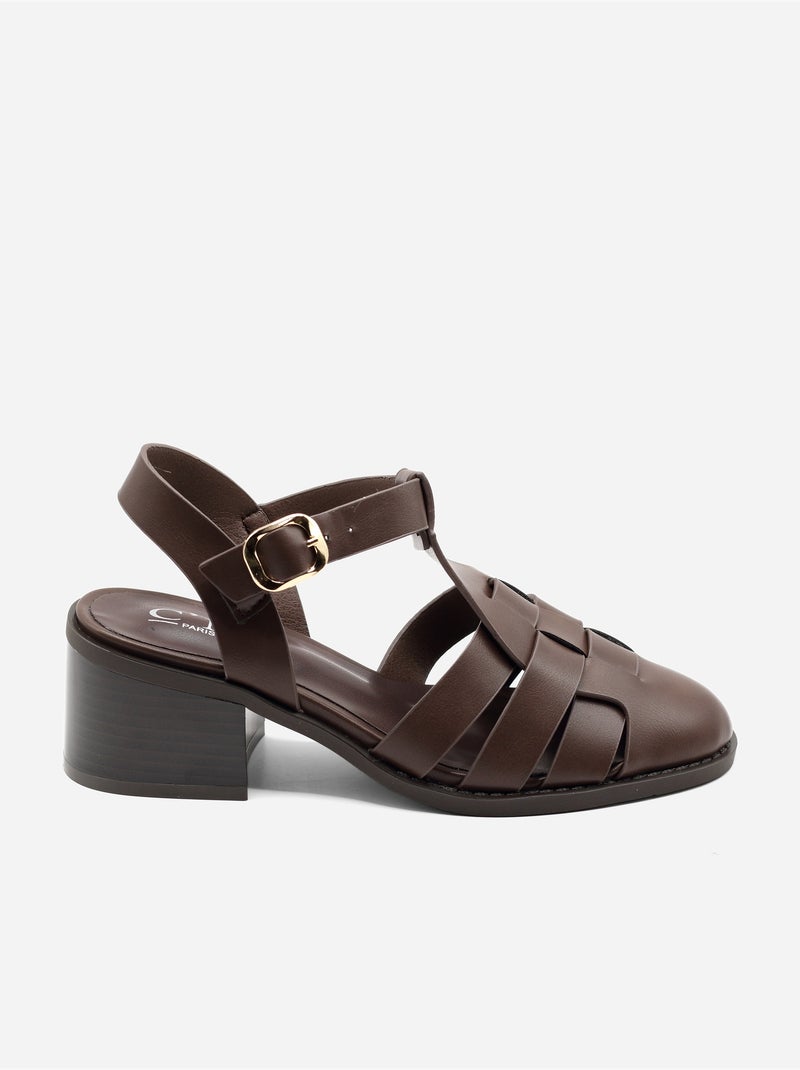 Sandales à bride et ardillon Marron - Kiabi