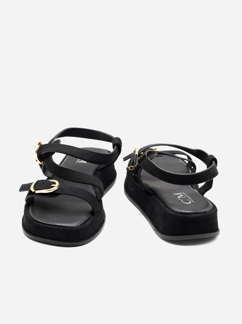 Sandales à bride et ardillon Noir - Kiabi