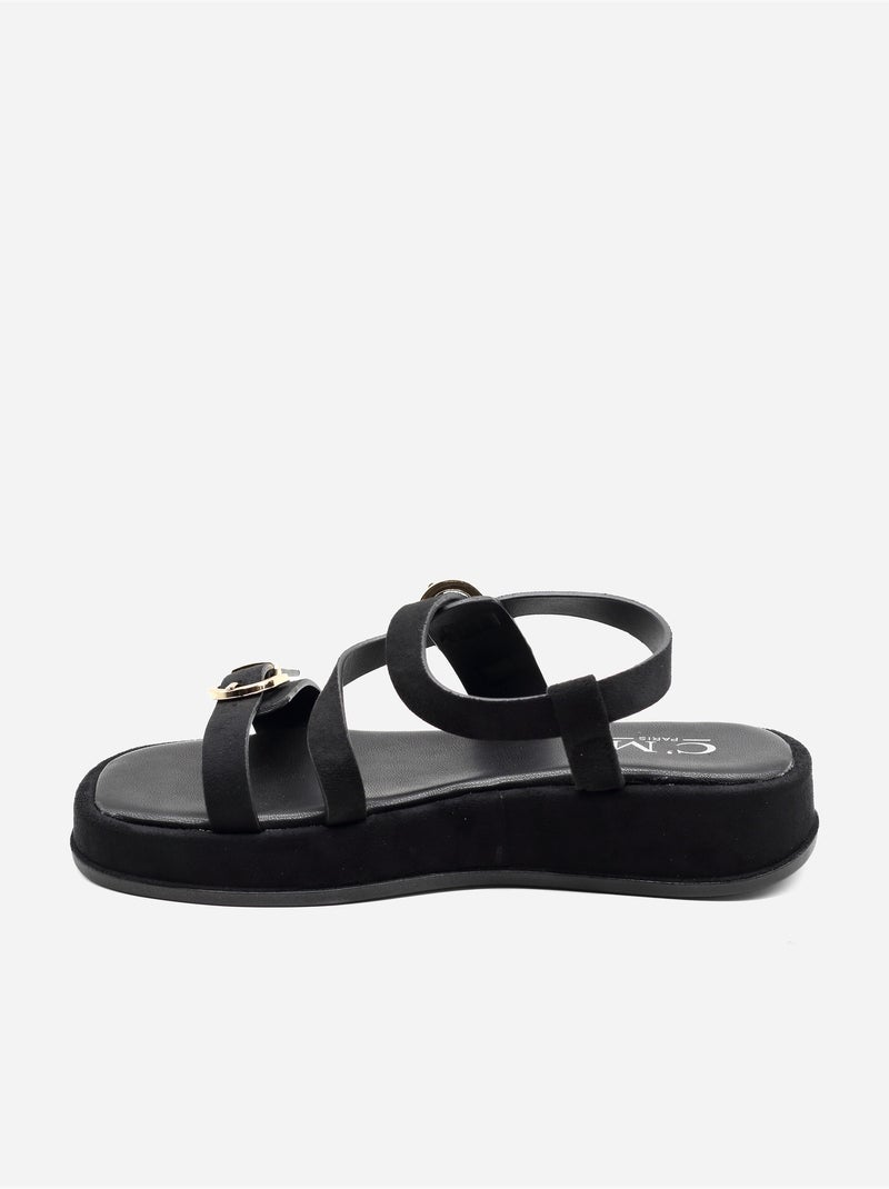 Sandales à bride et ardillon Noir - Kiabi